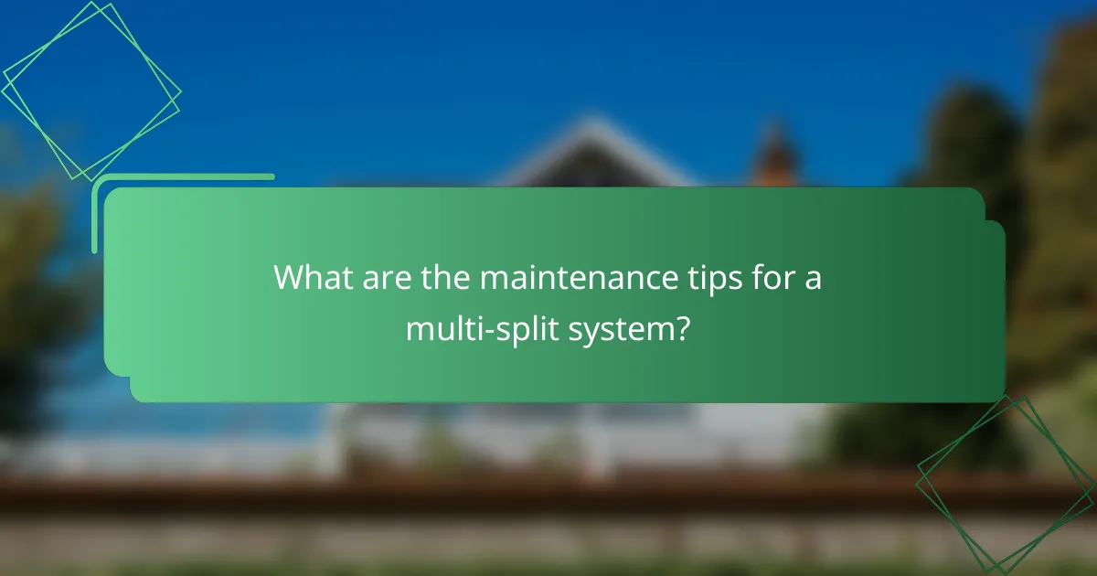 What are the maintenance tips for a multi-split system?
