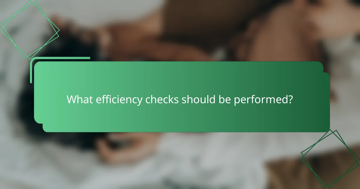 What efficiency checks should be performed?